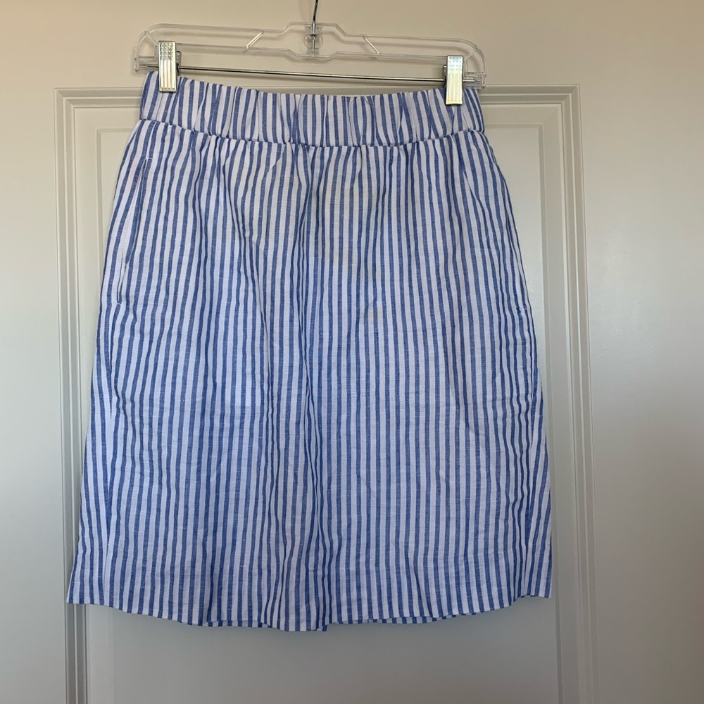 PULL-ON LINEN SKIRT IN STRIPE